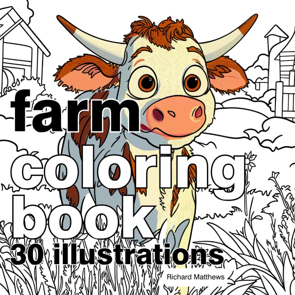 Farm Coloring Book: 30 Illustrations