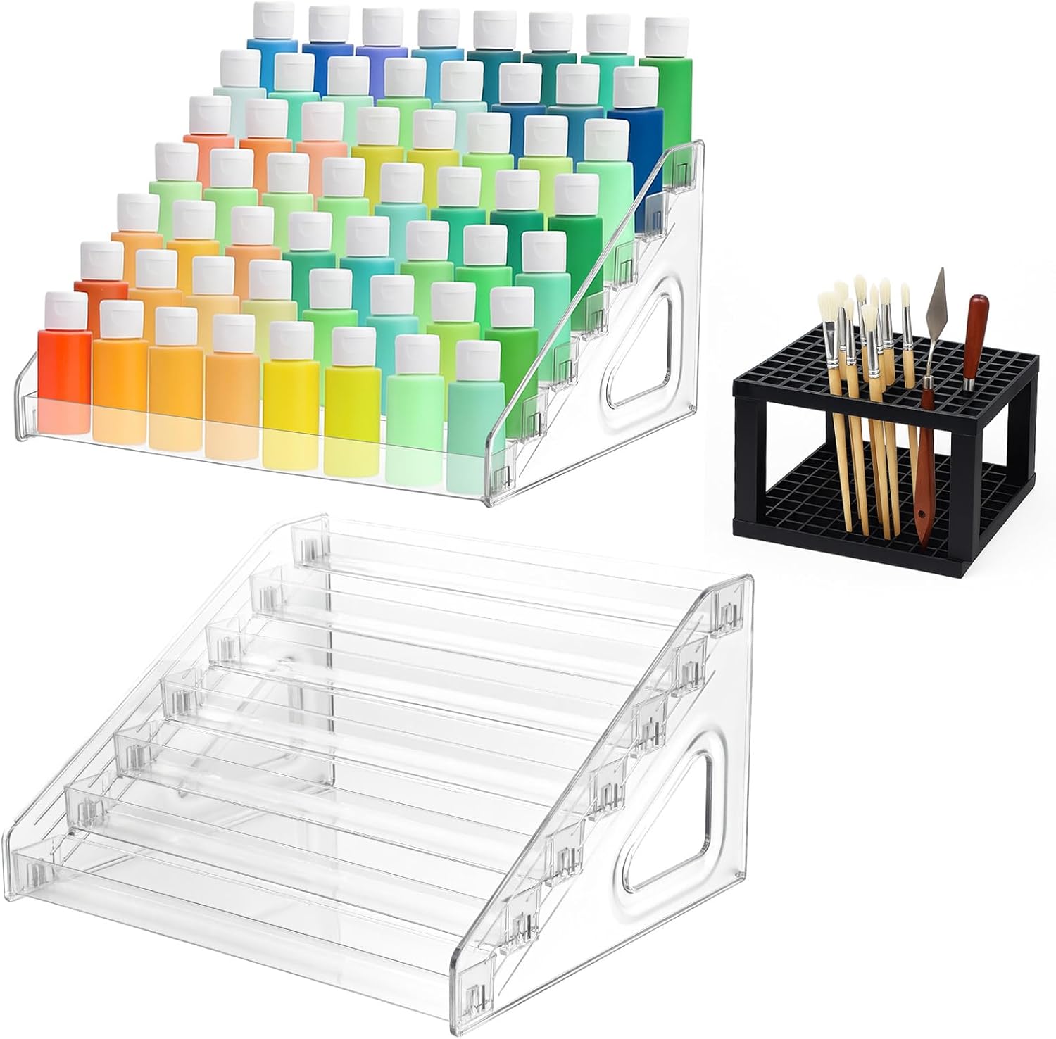 Acrylic Paint Storage Organizer Paint Bottle Organizer Painting Brush Holder for Artist 7 Layers Clear Paintbrush Holders for Artist Marker Storage Nail Polish