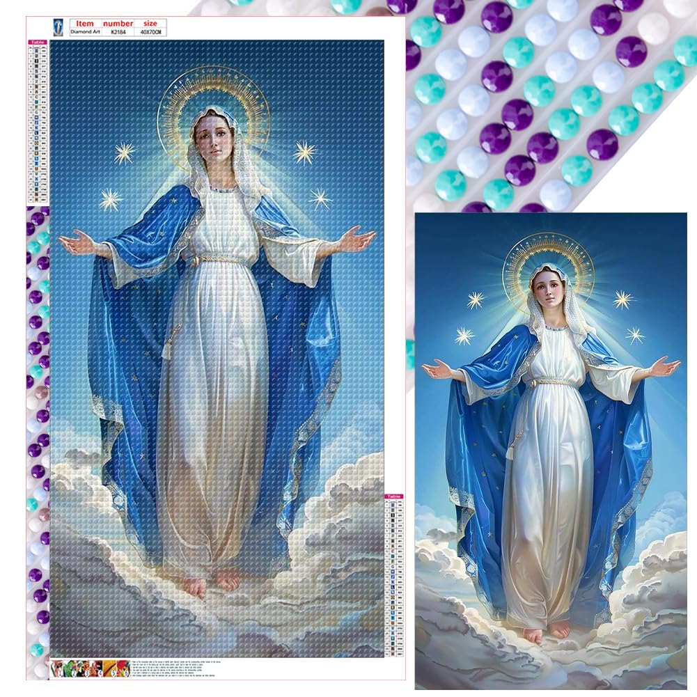 5D DIY Full Round Drill Diamond Painting Jesus Kit, DIY Jesus Diamond Art Kits for Beginner, Jesus Home Decoration Art Craft 40x70 cm, Easy to Make-02