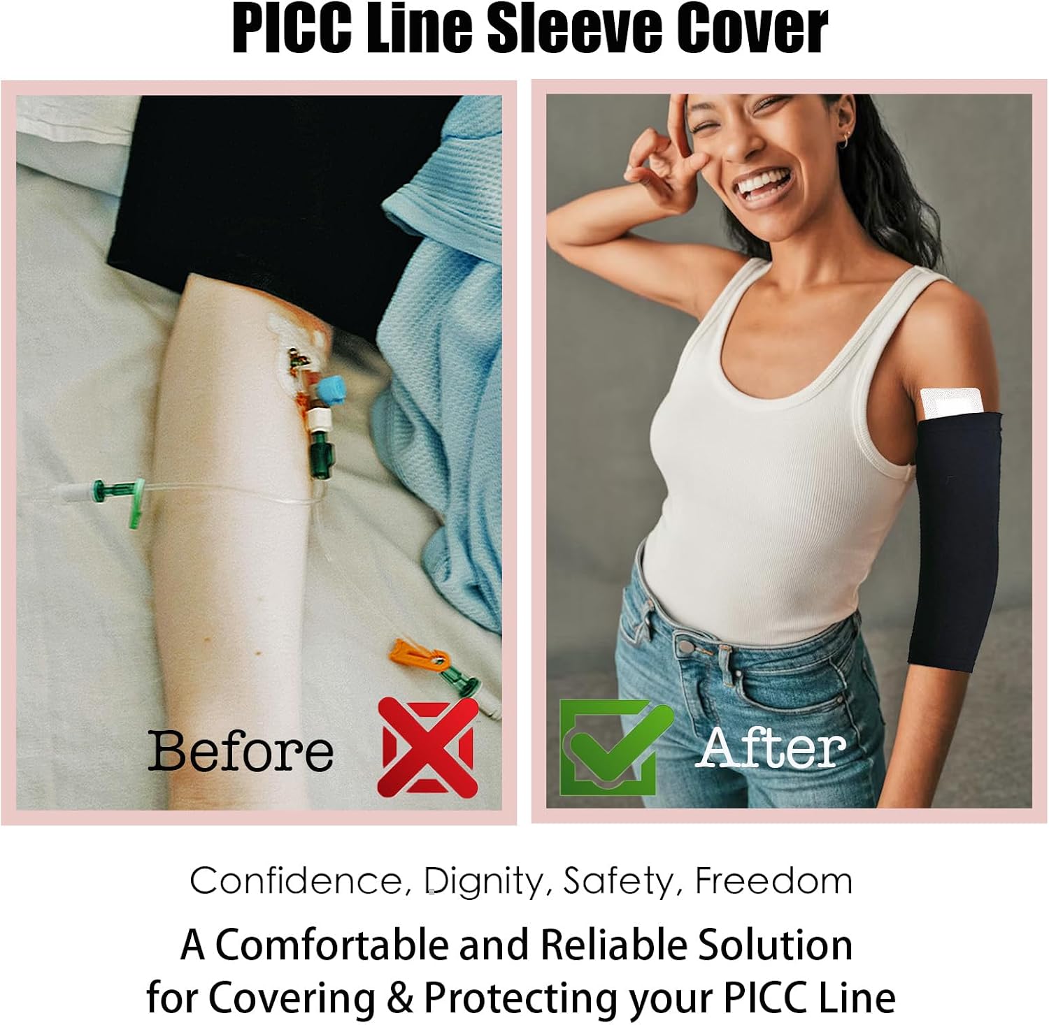 PICC Line Sleeve Cover for Upper Arm Set of 4 Breathable PICC Line Covers Arm Sleeves for Women Men Elastic Fit Arm Cast Covers for Shower Adult Kids Soft IV and PICC Line Cover and Secure