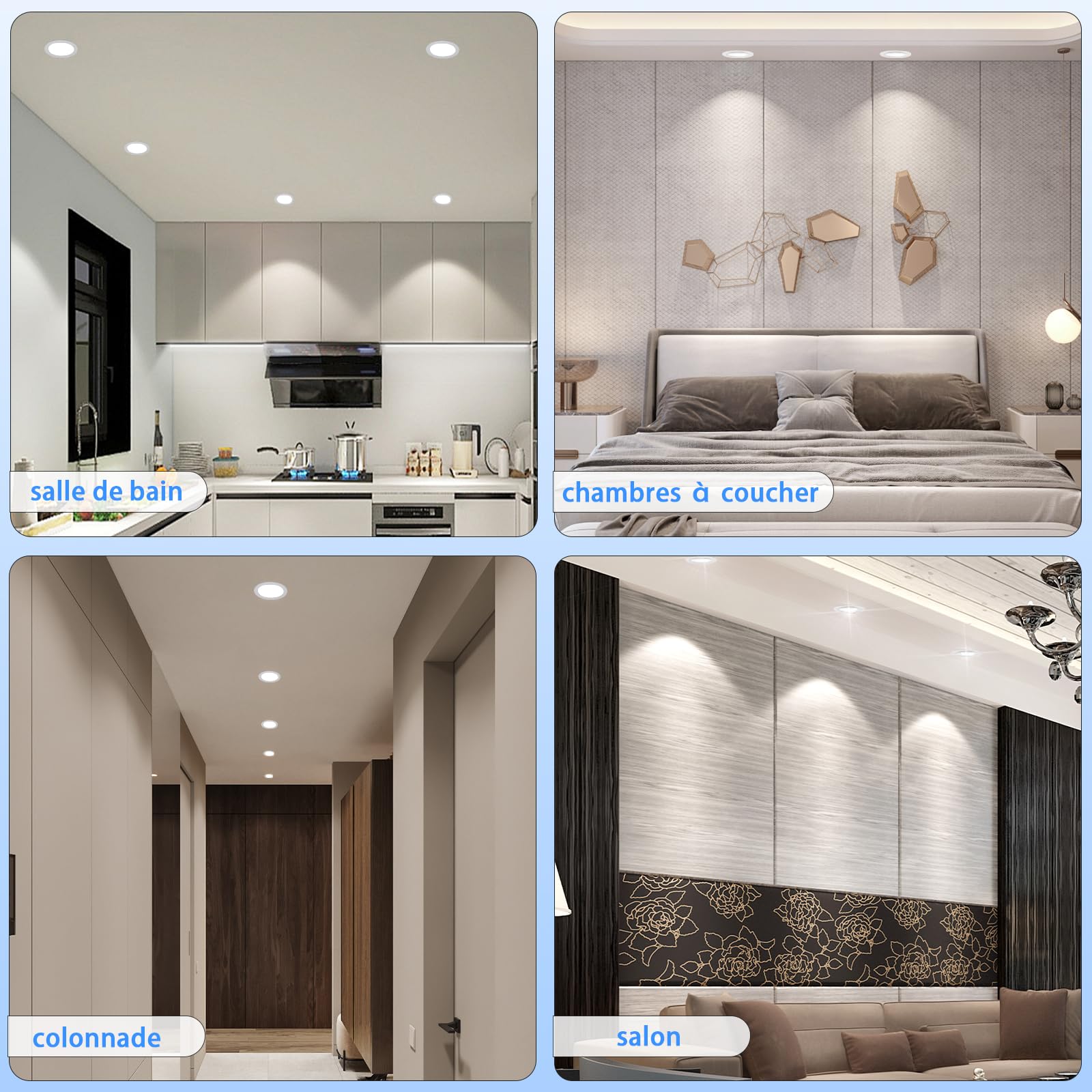 ETUOLMP Spot LED Encastrable Extra Plat 4W 380 Lumen Spot Salle De Bain IP44 Blanc Neutre 4000K Spot Encastrable LED AC220-240V Pour Salle de Bain, Cuisine, Salon, Lot de 6