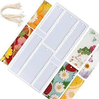 Bookmark Resin Mold Kit，Resin Bookmark Mold,Rectangle 6 Cavity Silicone Bookmark Molds for Epoxy Resin,Bookmark Moulds for Resin Casting Jewelry Keychain Bookmark DIY