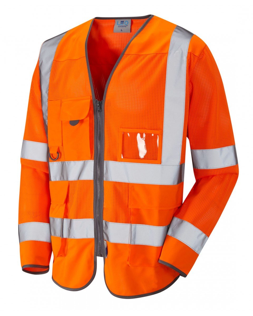 Leo Workwear Burrington S20 Coolviz Airflow Mesh Hi-Vis Sleeved Superior Waistcoat, 4XL, Orange