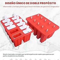 Vista 2 de Miaowoof Moldes caseros para paletas de hielo, fabricante de paletas de hielo de silicona de 10 cavidades sin BPA, con 50 palitos, 50 bolsas, 10