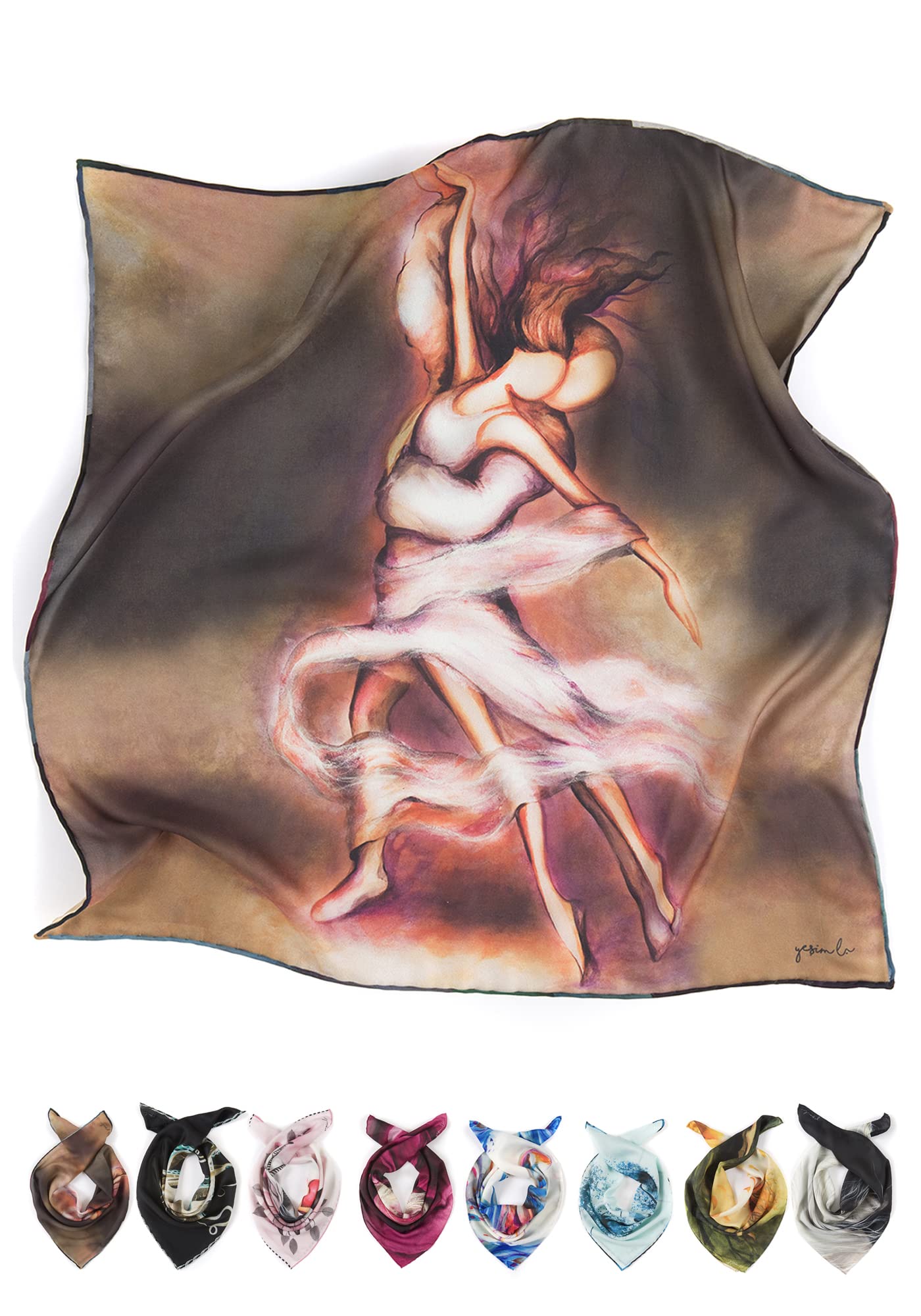 YEŞİM LİVAOĞLUYeşim Livaoğlu Square Scarf, 55x55, Mulberry Silk Scarf, All Size Art Printed Scarf, Scarfs For Women, Headscarf