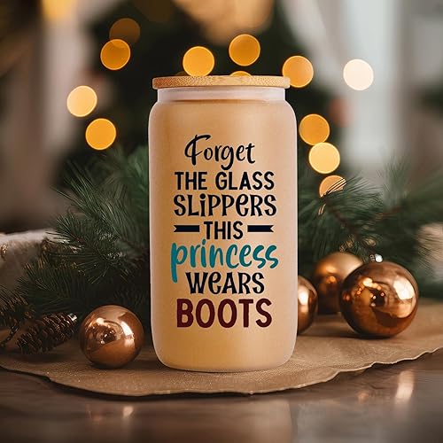 Miniatura 6 de LEADO Tazas de sombrero de vaquera occidental, tazas de vidrio con botas de vaquera, tazas de café helado helado esmerilado de 16 onzas con tapa y