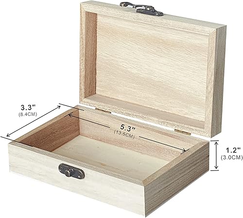Miniatura 3 de Paquete de 24 cajas pequeñas de madera para manualidades, caja de madera sin terminar de 6 x 4 x 2 pulgadas, caja de recuerdo para almacenamiento de
