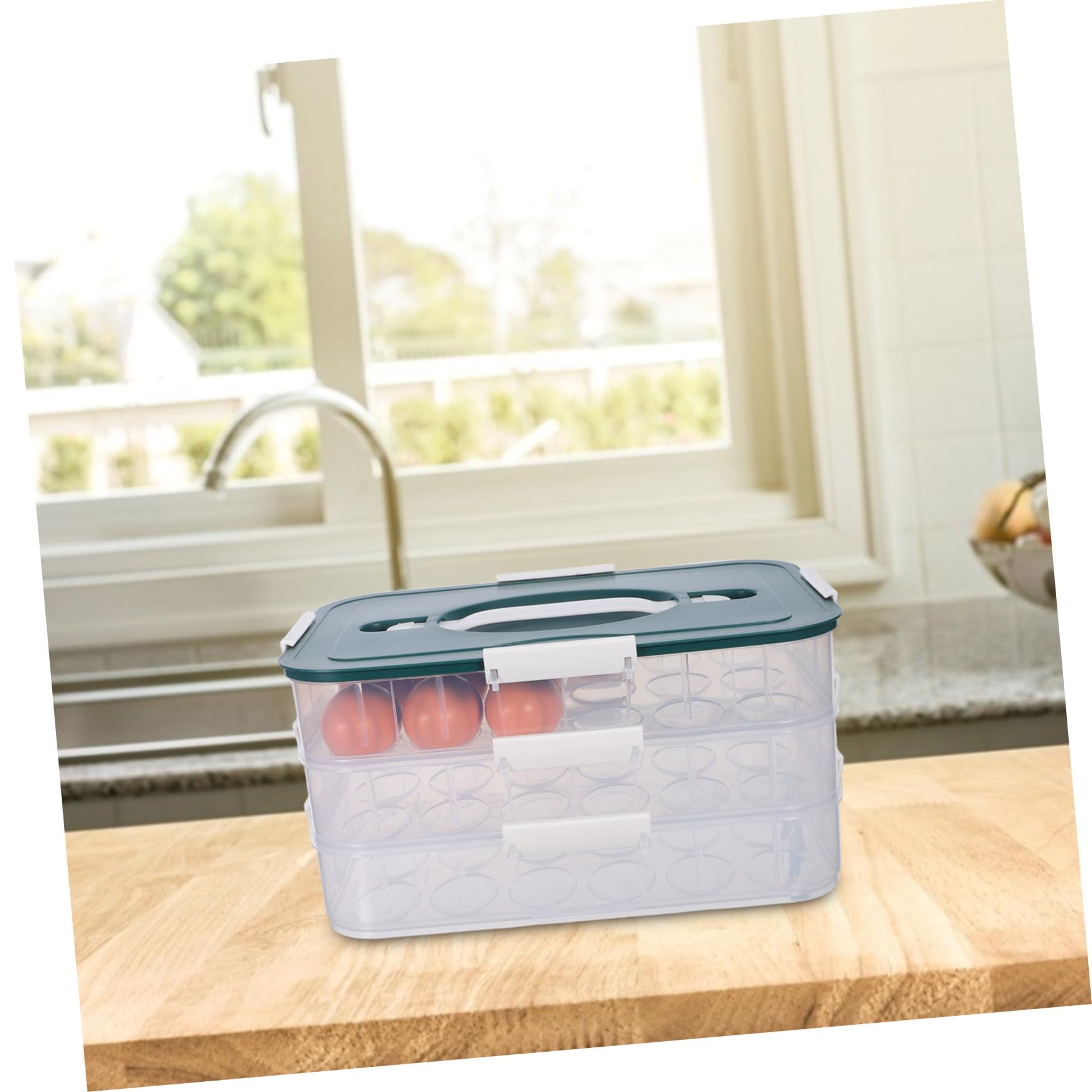 Stackable Eierbehälter Kühlschrank mit Deckel und Griff Eier Organizer für Eier für Kühlschrank und Küchenarbeitsplatte