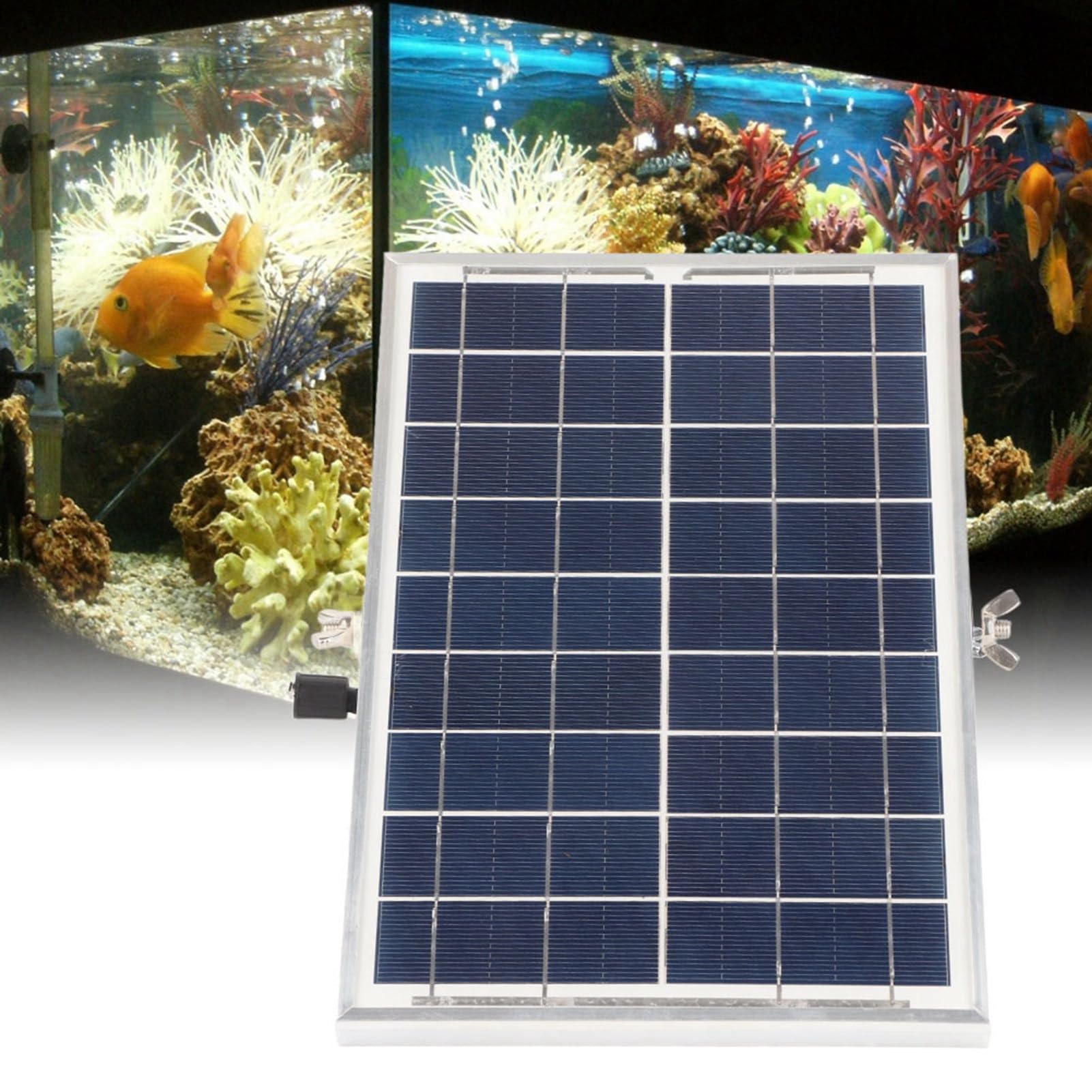 Qcwwy Aquarium-Luftpumpe, Solarbetriebener Oxygenator, 3 Modi, Super Leise, Aquarium-Wasser-Sauerstoffpumpe, Luftpumpe, Pool-Teich-Sauerstoffbelüfter für Outdoor-Angeln, Hydrokultur-Wasser