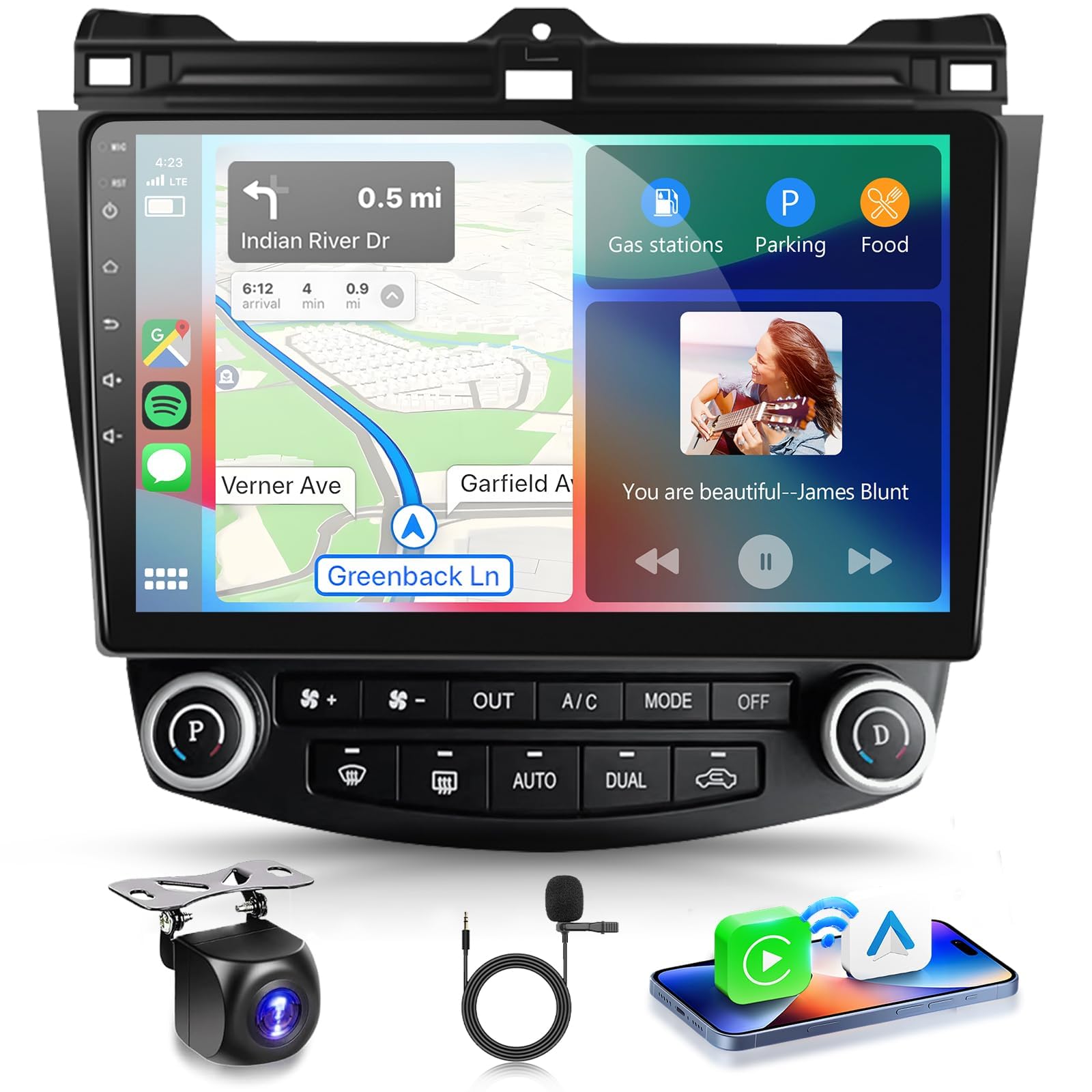 Android Car Stereo Radio for Honda Accord 2003 2004 2005 2006 2007,Podofo 10.1 inch HD IPS Touch Screen Car Stereo in Dash Navigation GPS Units with Mirror Link WiFi Bluetooth FM/RDS Backup Camera Mic-image-42
