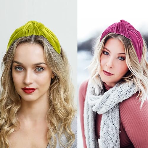 Miniatura 2 de BEGOOD 2 diademas anchas anudadas para mujer, diadema de terciopelo, prohibiciones de cabeza grandes para mujer, diseño de moda, accesorios para el