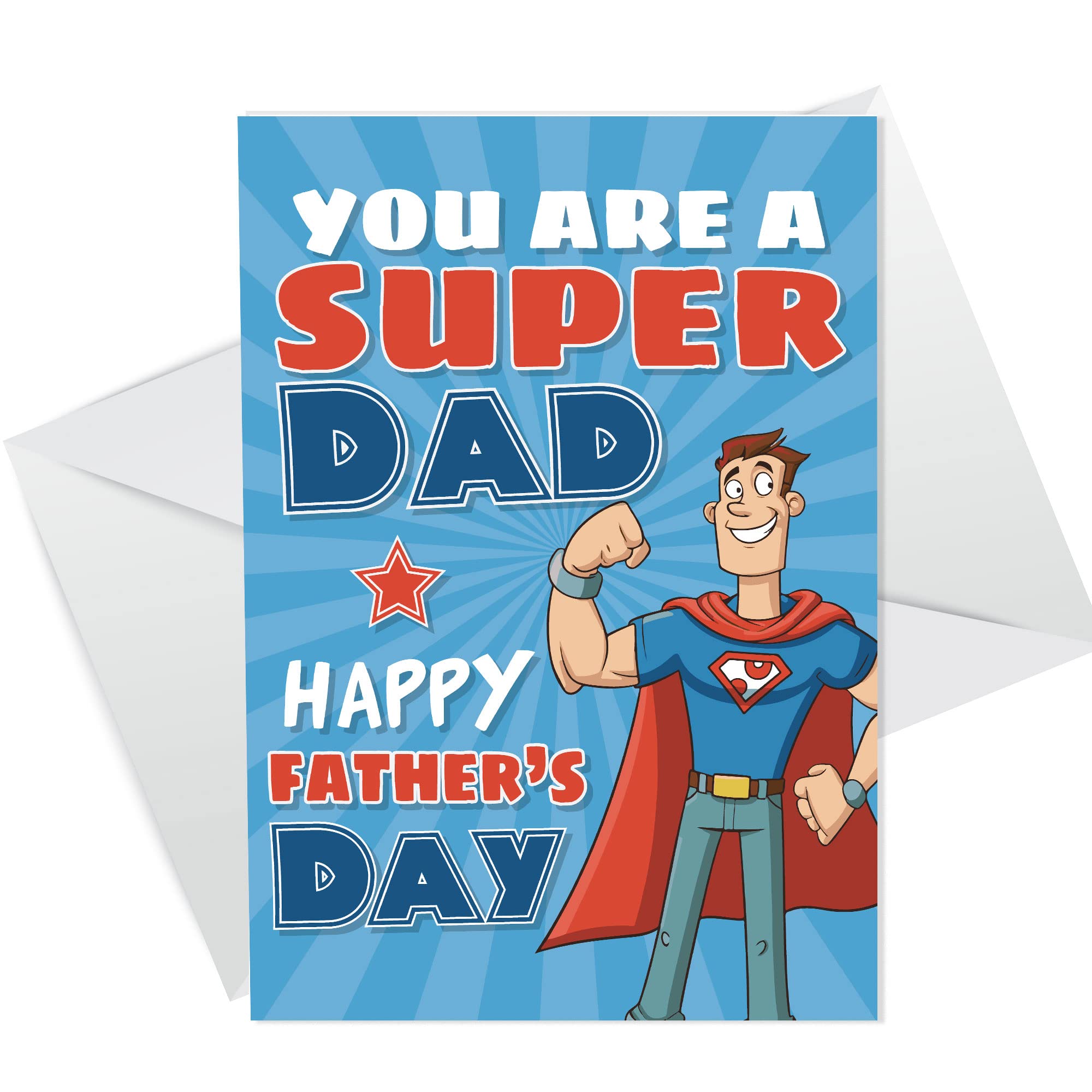 RED OCEAN SUPER DAD Superhero Fathers Day Card From Daughter Son Funny Humour Dad Card For Fathers Day