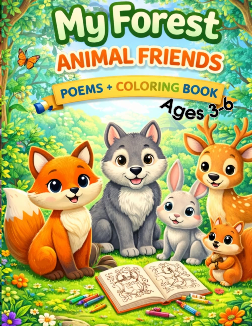 My Forest Animal Friends: A Poetry & Coloring Book for Kids Ages 3–6