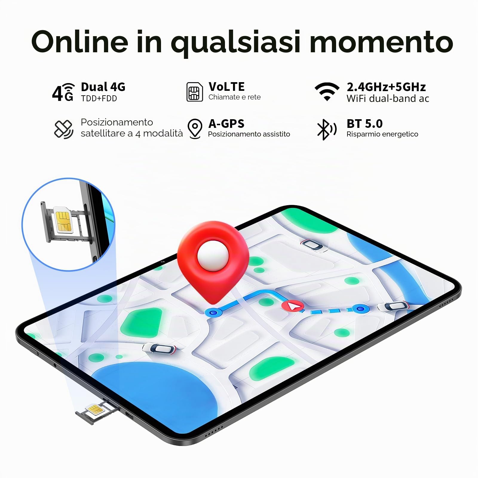 TECLAST T65 13.4" 120Hz Android16 4G Lte, 2.2GHz 26GB+128GB 13+5MP | Doppio SIM 5G WiFi, Octa-Core, Widevine L1 1080, BT5, GPS, OTG