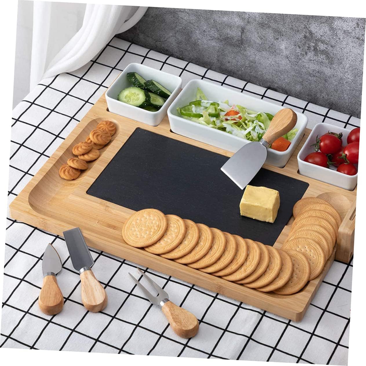 Elegant Cheese Board Bamboo Cutting Board Cheese Chopping Accessories for Parties for Family Friends