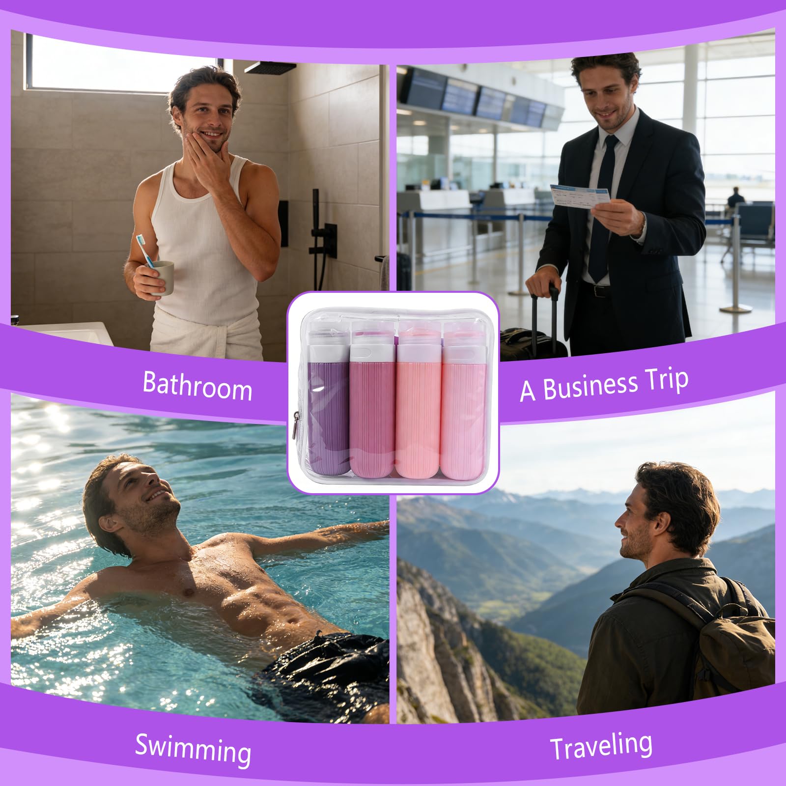 Kit 18 Pezzi Bottiglie da Viaggio in Silicone, Flaconi Riutilizzabili per Shampoo, Lozione e Cosmetici, Etichette Incluse, Perfetto per Liquidi, Creme e Articoli da Bagno
