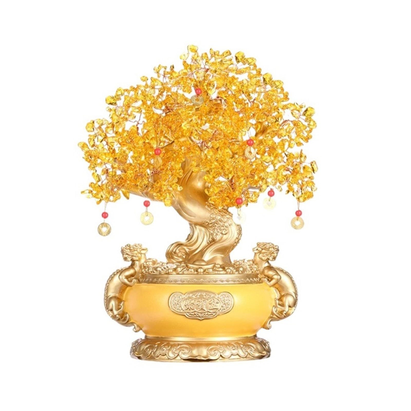 Money Tree Natural Citrine Tree Crystal Money Feng Shui Bonsai Good Luck Reiki Healing Balancing Gemstone for Home & Office Crystal Tree(Large)