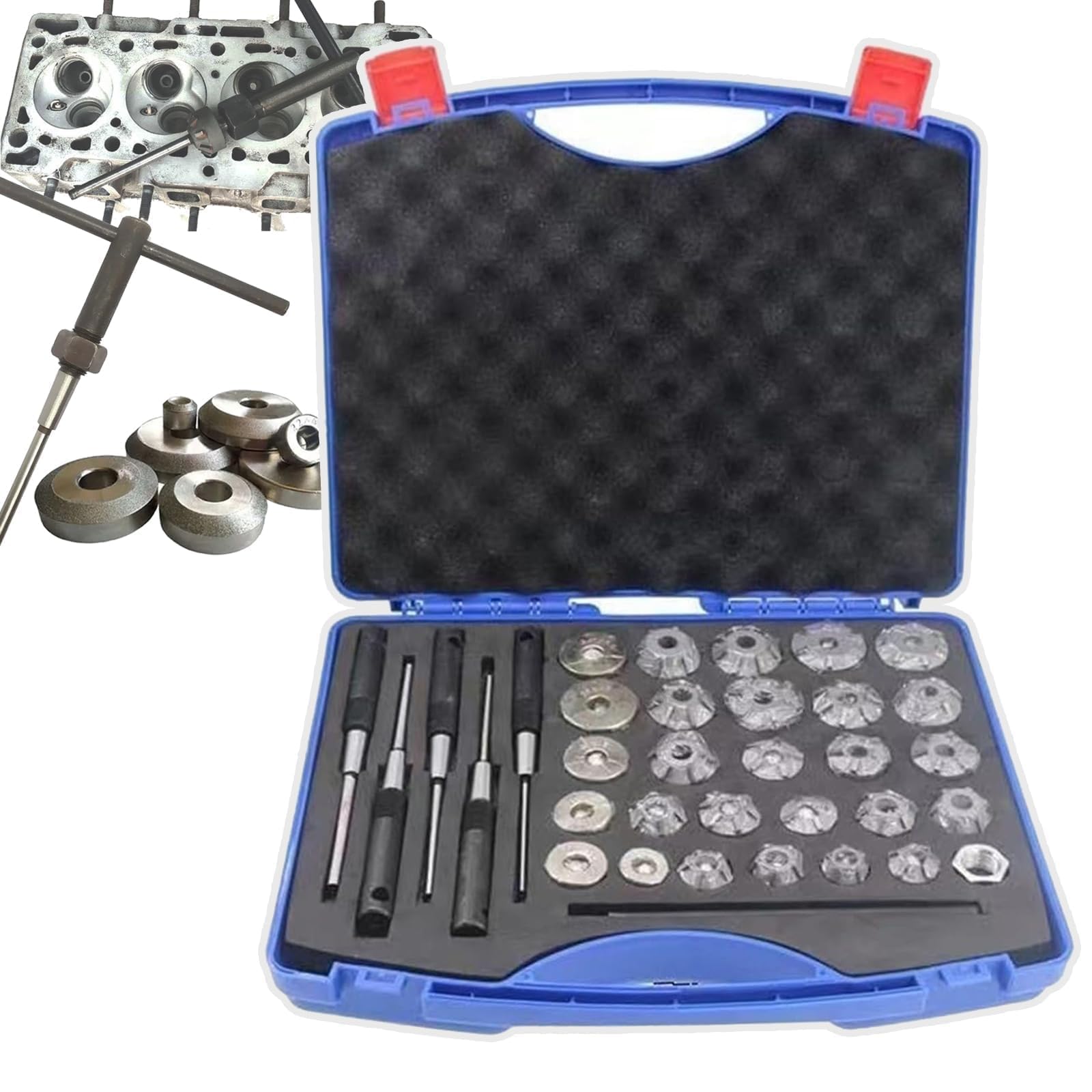 Set di utensili per la riparazione efficiente del motore e alesatore della sede della valvola, 34 pezzi, kit di manutenzione automobilistica ad alta precisione, strumenti di riparazione da 22-38 mm