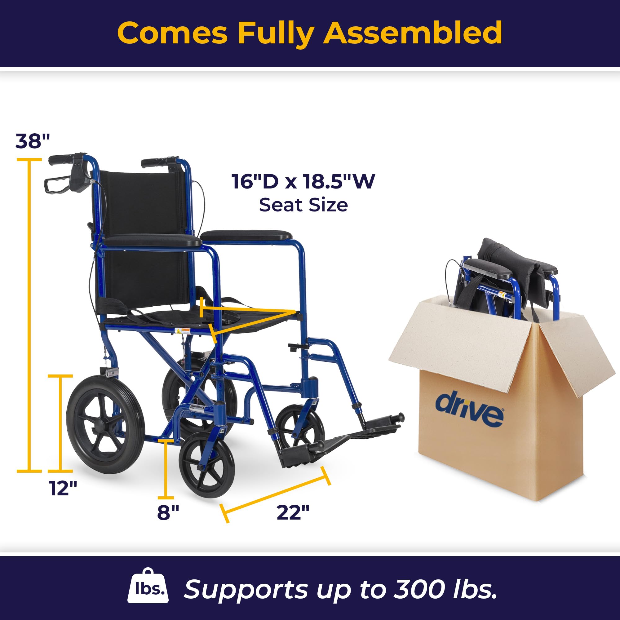 Amazon | Drive Medical Lightweight Expedition Transport Wheelchair 