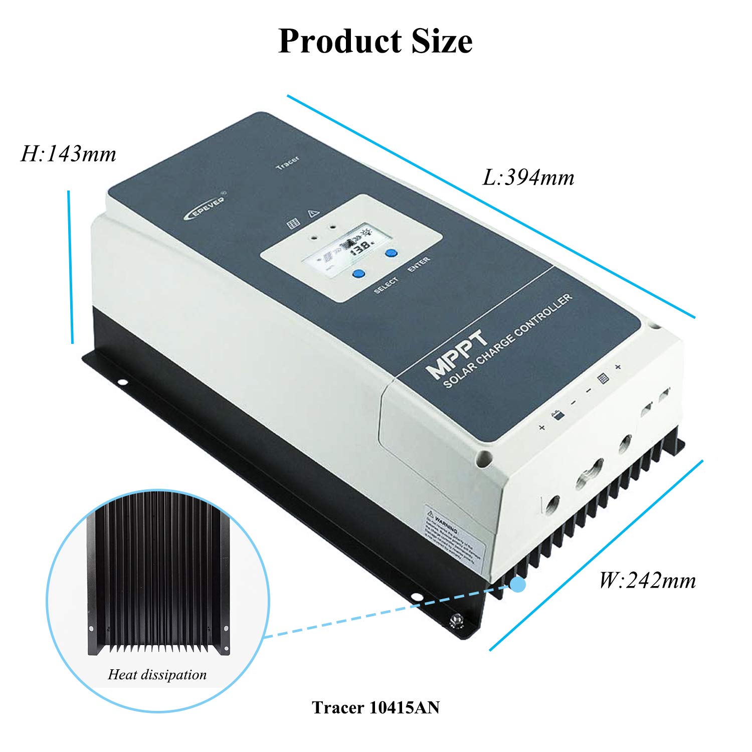 EPEVER® 80A MPPT Solarladeregler Tracer AN-Serie mit 12V/24V/36V/48V Auto Max 150 V, 4000 W Eingang, negative Erdung, Solarregler, geeignet für Blei-Säure-AGM-versiegelte, gelüberflutete Batterien
