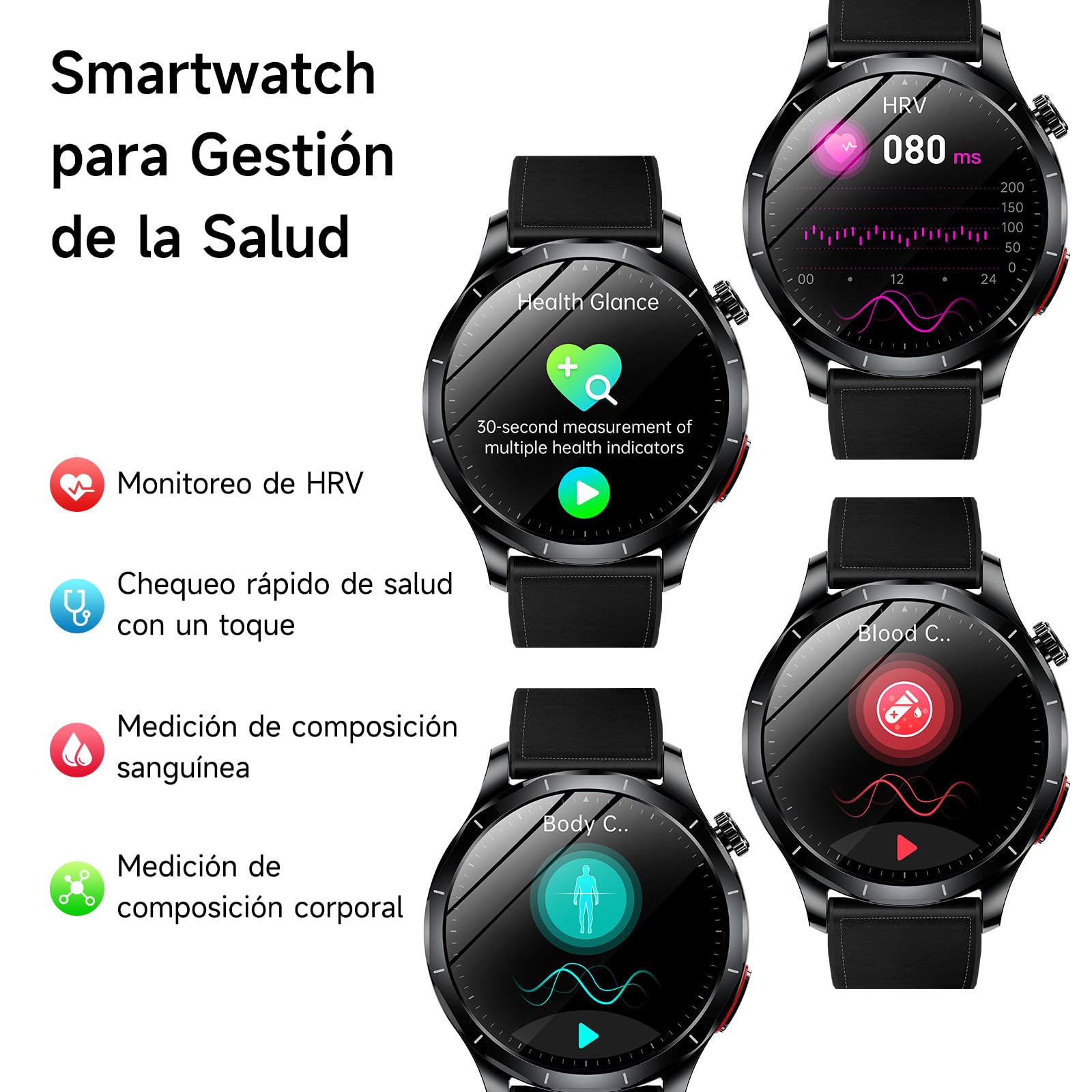 2026 Nuevo ECG Reloj Inteligente Hombre con HRV/BMI, 1.43“ AMOLED Smartwatch con 24H Pulsómetro SpO2 Monitor de Sueño, Pulsera Actividad para Android iOS