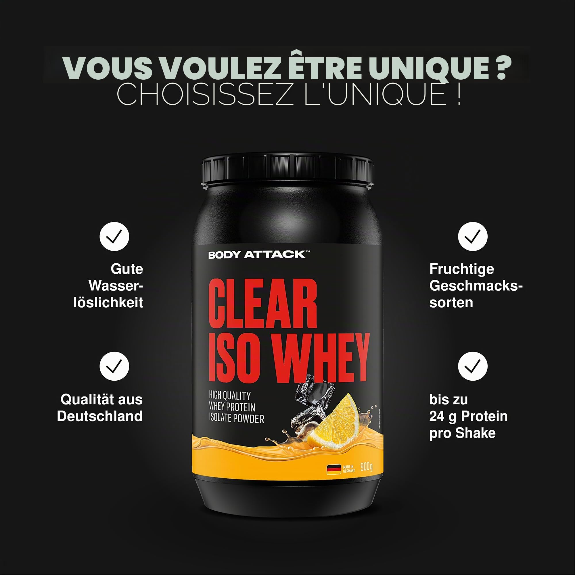 Body Attack Nutrition | Clear Iso Whey (900g) | Clear whey | Rafraîchissante et ultra protéinée - Cerise