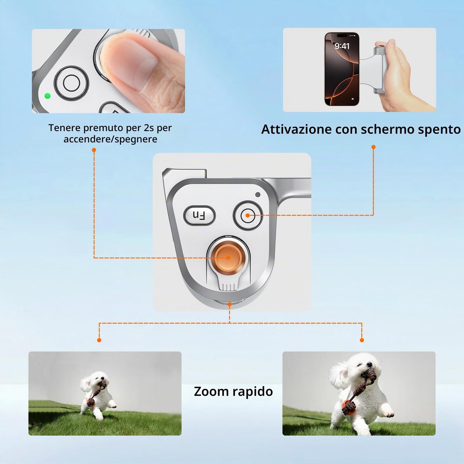 Master Grip Kit per iPhone 17-12 & Android, Impugnatura Magnetica per Fotocamera per Telefono, Pro Shot Imaging Phone Grip, Batteria Integrata da 3200 mAh, Ricarica Wireless (Bianco e Argento)