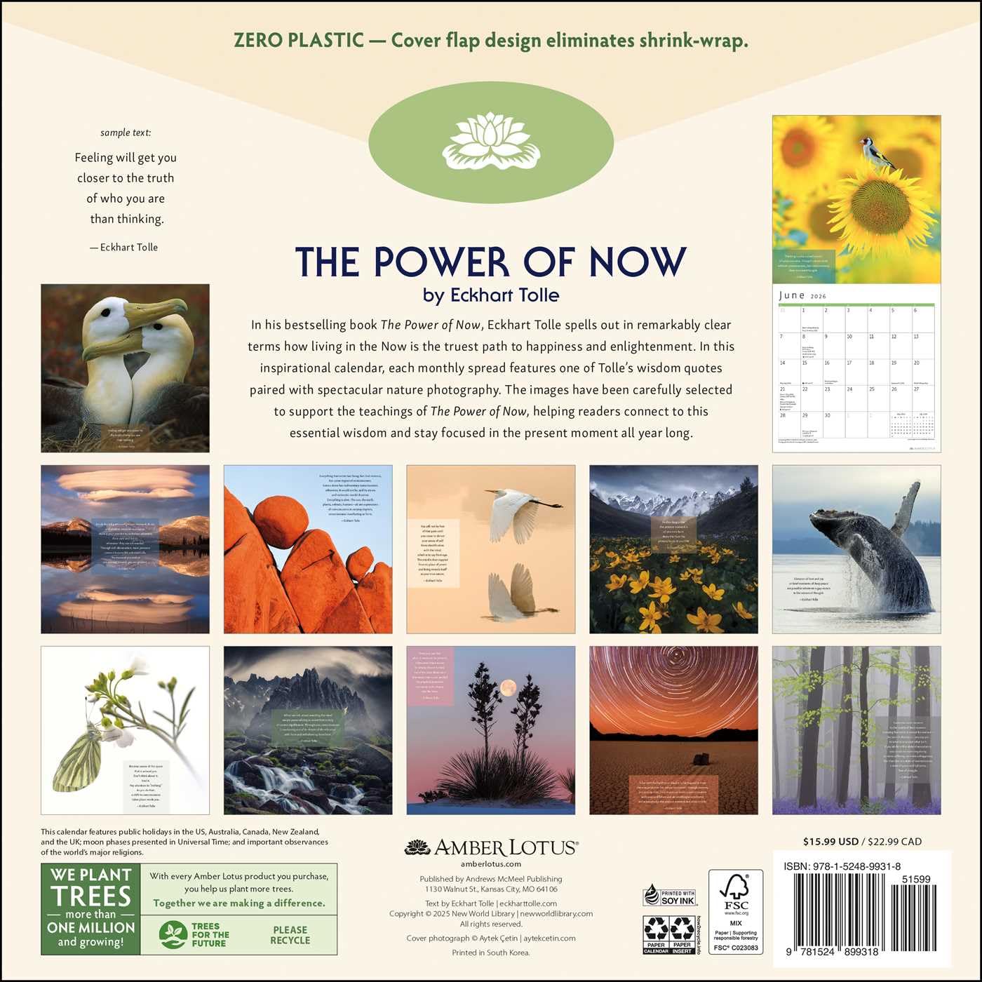 The Power of Now 2026 Wall Calendar: A Year of Inspirational Quotes