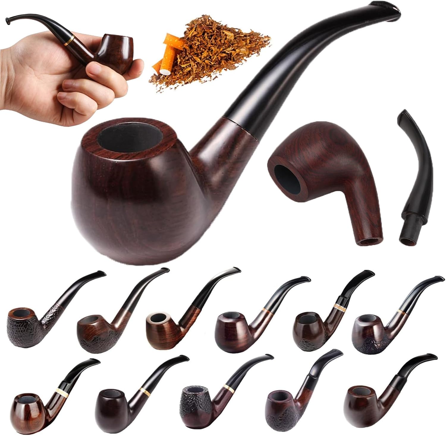 Amazon.co.jp 喫煙パイプ 木製 喫煙具 パイプ タバコパイプ 木製パイプ 初心者にぴったりの喫煙パイプ 刻みタバコ シガー 煙管