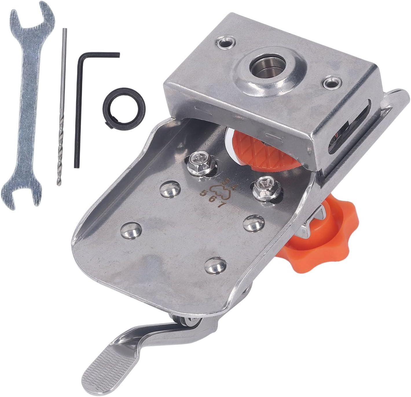 35mm Concealed Hinge Jig, Stainless Steel Hinge Hole Drill with 3 to 7mm Adjustable Distance, Quick Clamping Hole Hole Puncher Locator for Door Cabinets