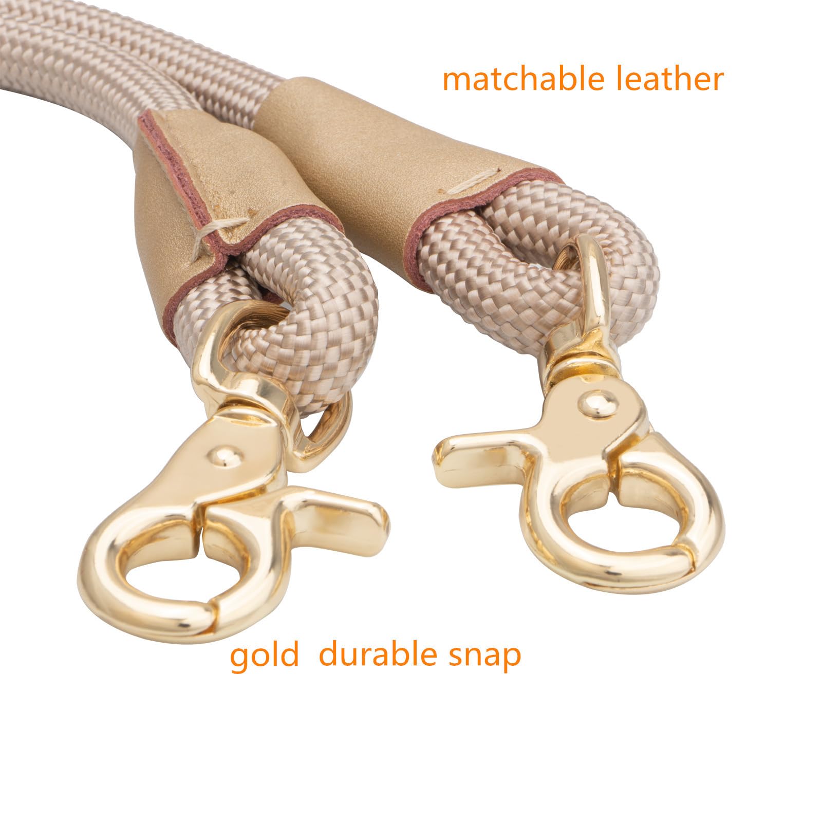 Guinzaglio per cani in corda di nylon con supporto per sacchetti per cacca, resistente, guinzaglio per cani con manico morbido, per tutte le razze (marrone chiaro, 1,5 m x 10 mm)