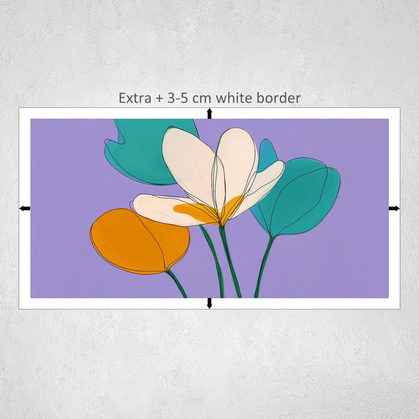 Generisch Natürlich Botanisch Floral Blätter Modernes Leinwandbild 90L x 60B cm mit Rahmen, Cartoon Stil XXL Wanddeko für Wohnzimmer Geschenk Idee Einzug - Hochwertiger Kunstdruck auf Holzrahmen