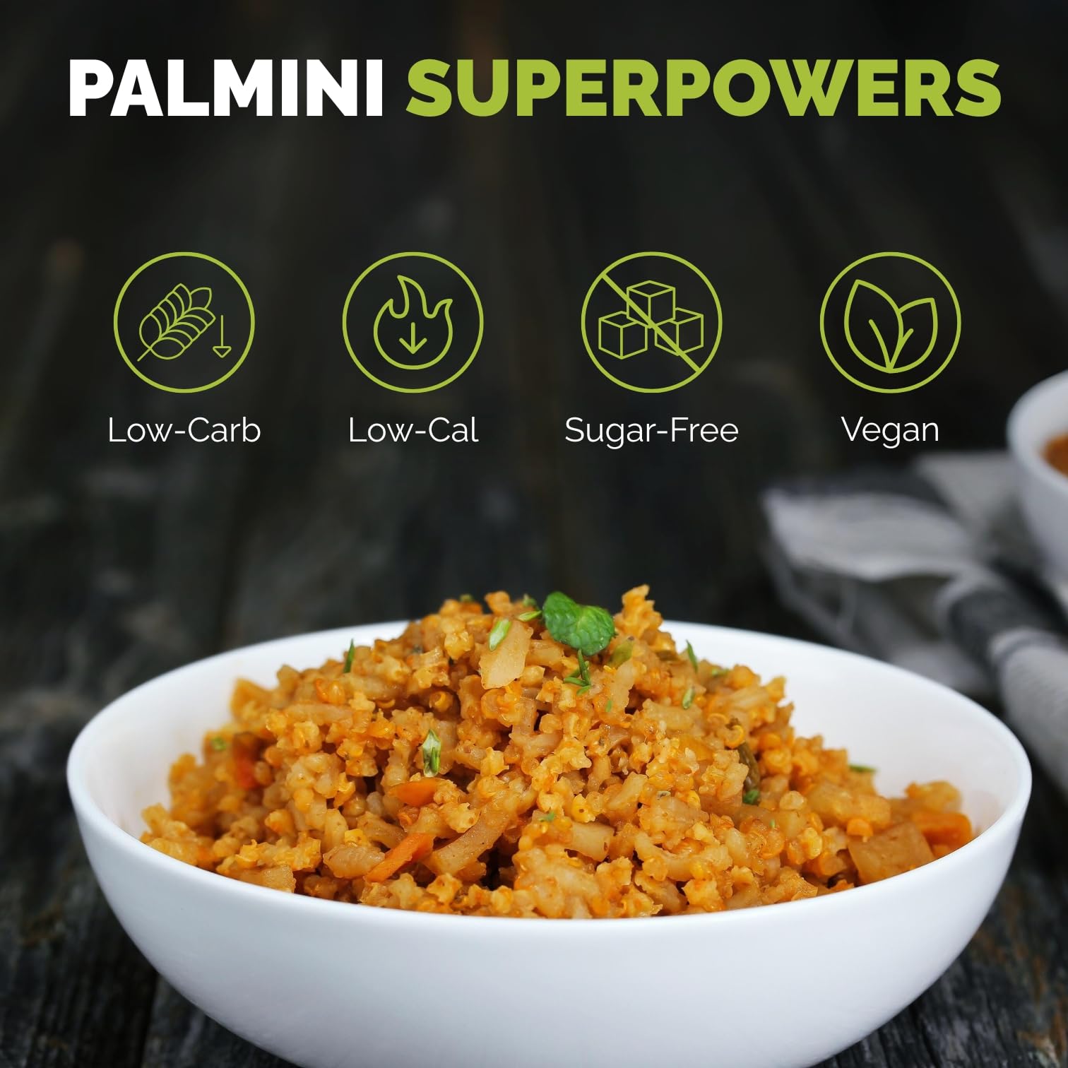Palmini Spanish Rice | Low-Carb, Low-Calorie Hearts of Palm Rice | Keto, Gluten Free, Vegan, Non-GMO | As seen on Shark Tank | (8 Ounce Pouch - Pack of 6)