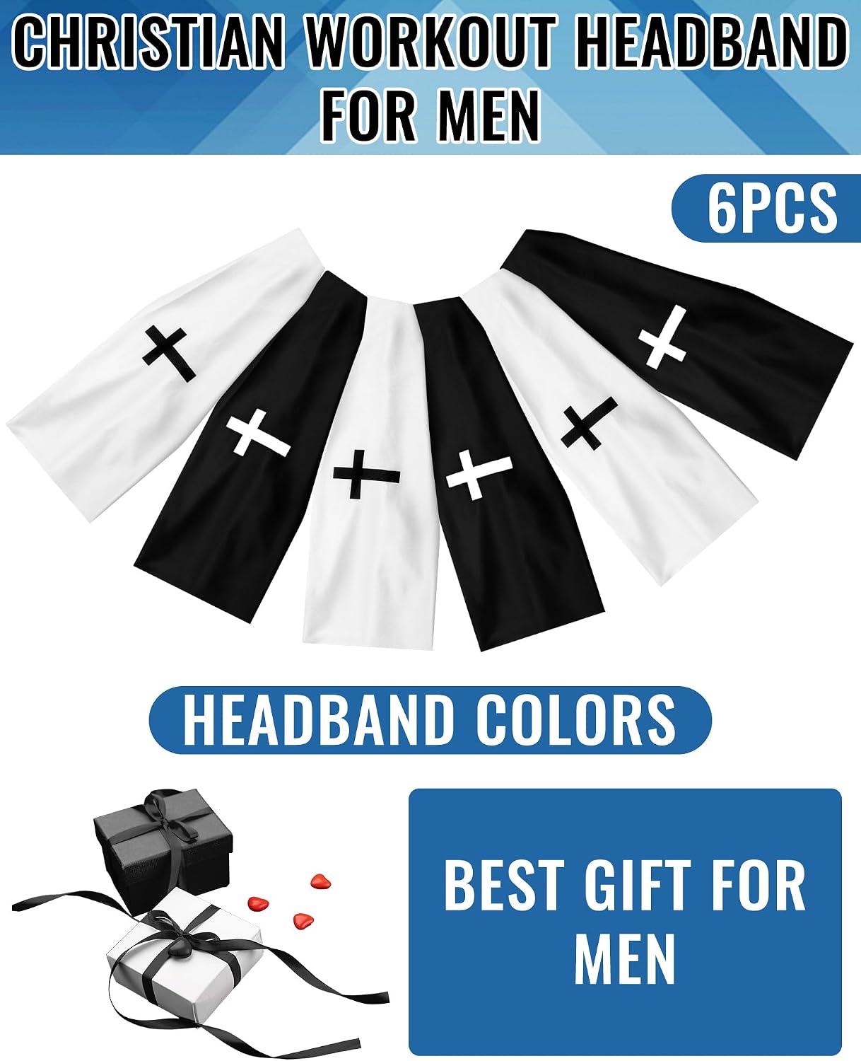 Shihanee 6 Pcs Christian Headbands for Men