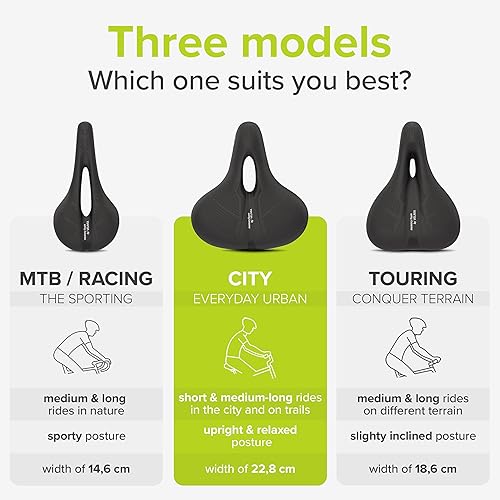 Miniatura 5 de Velmia Asiento de bicicleta hecho de espuma viscoelástica cómoda, asiento de bicicleta con concepto de zona ergonómica para hombres y mujeres,