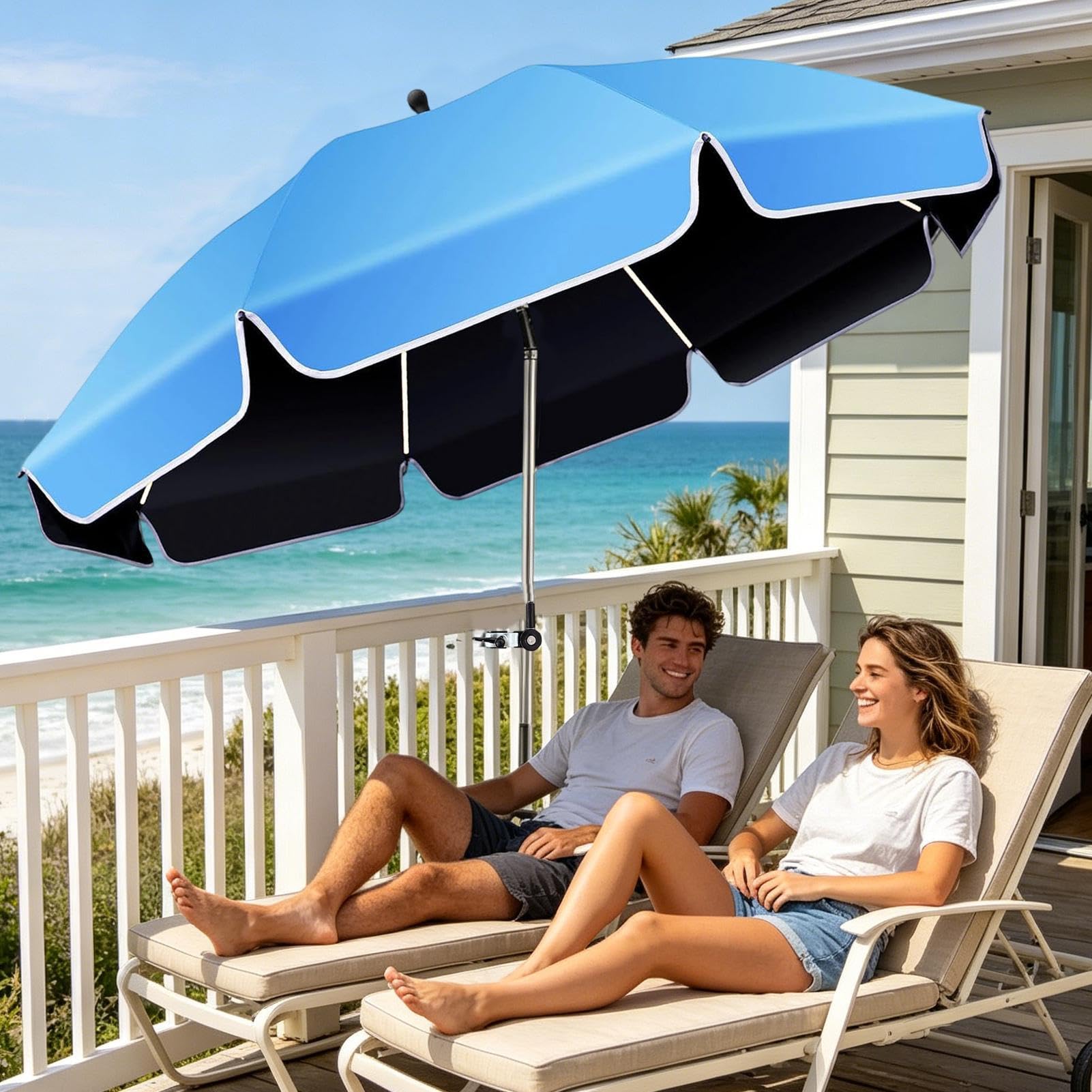 Générique Parasol na krzesło z zaciskiem, obrotowa osłona zatrzaskowa 360°, ochrona przed promieniowaniem UV, parasola wędkarska z klipsem | Na kemping na świeżym powietrzu, na plażę, do ogrodu