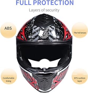 Modular Full Face Motorcycle Helmet for Adults Men and Women ECE Approved Flip Up Motorcycle Helmet with Double Sun Visor H,L (57-58cm)
