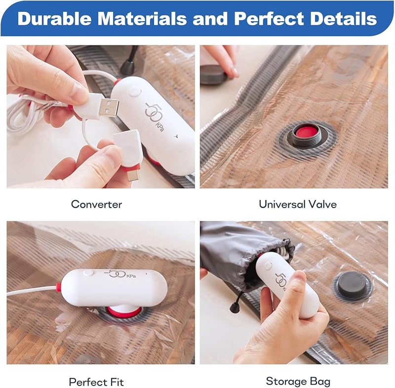 Vacbird Vákuum Tárolózsák USB Pumpával 6 db Ruhához Utazáshoz Helytakarékos