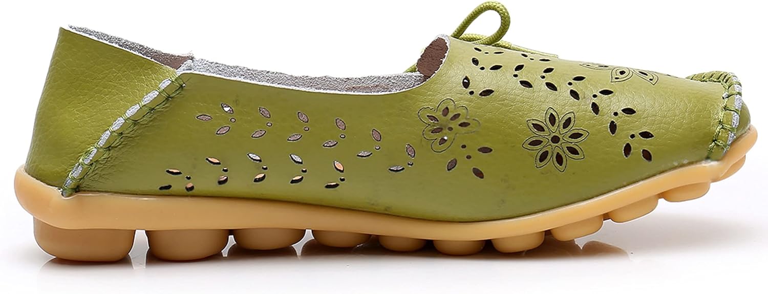 VenusCelia Women's Breathable Comfort Walking Office Flat Loafer 5 Pistac (Cutouts)