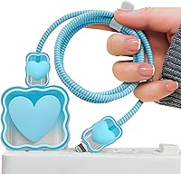 Vista 1 de Cute Waves - Protector de cable para cargador de iPhone, diseño de corazón de amor Kawaii 3D, cable de datos, cargador USB, línea de datos