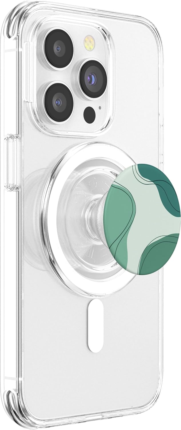 Green Monochromatic Shades With Neutral Colors Line Art PopSockets MagSafe PopGrip for iPhone