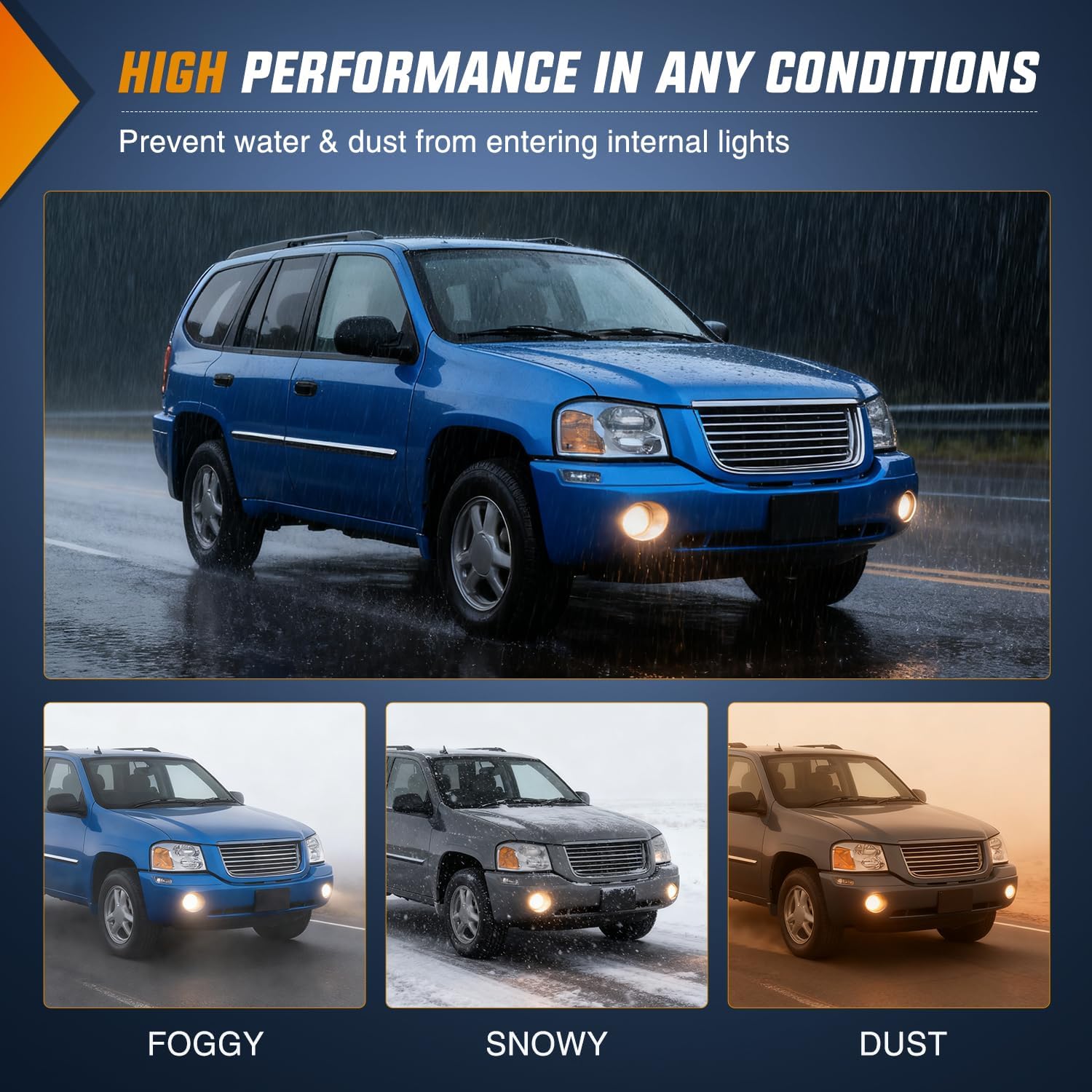 Nilight Fog Lights Assembly Compatible with 2002 2003 2004 2005 2006 2007 2008 2009 GMC Envoy Foglight Replacement w/880 12V 27W Bulbs Clear Lens
