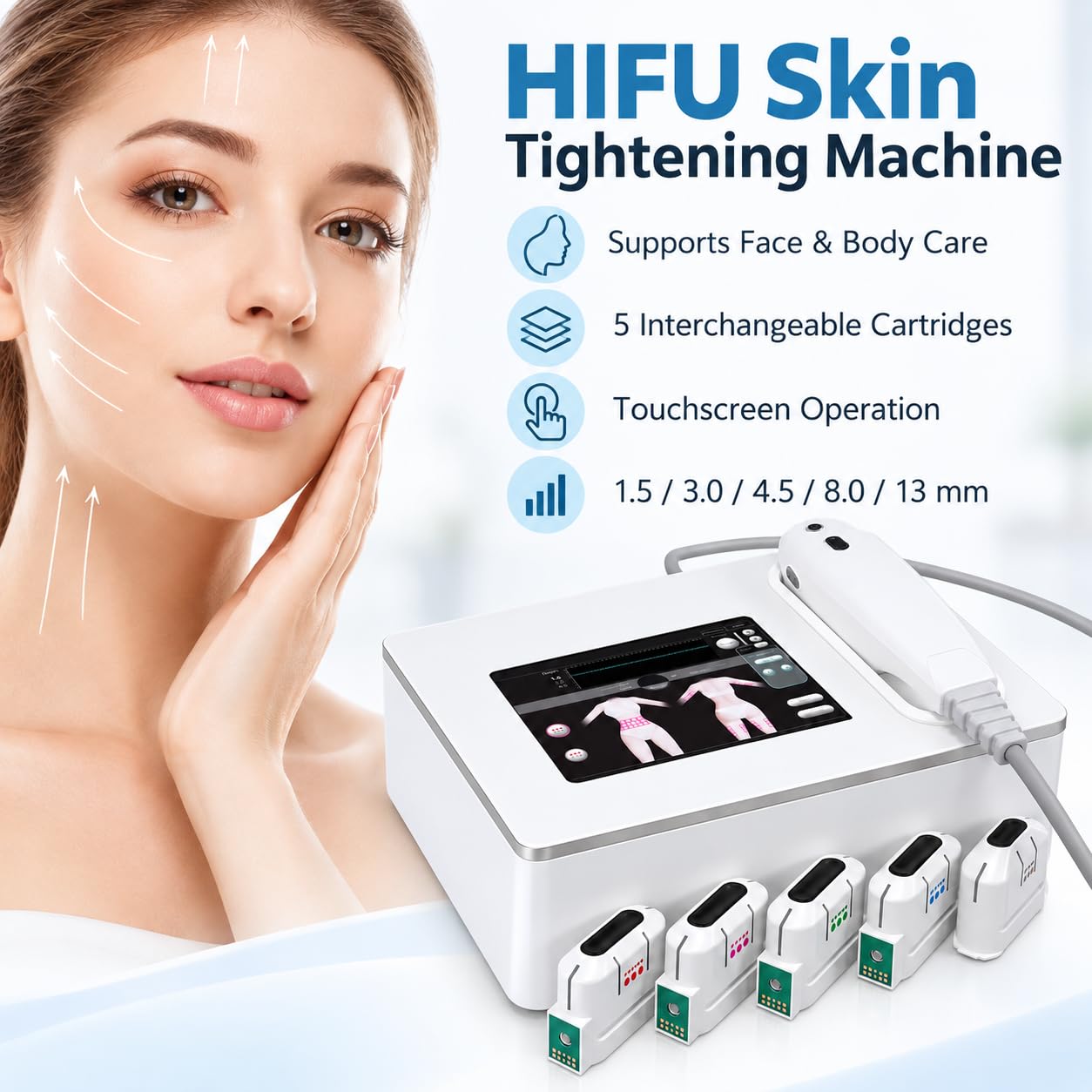HIFU Hautstraffungsmaschine mit 5 Patronen für Gesicht und Körper