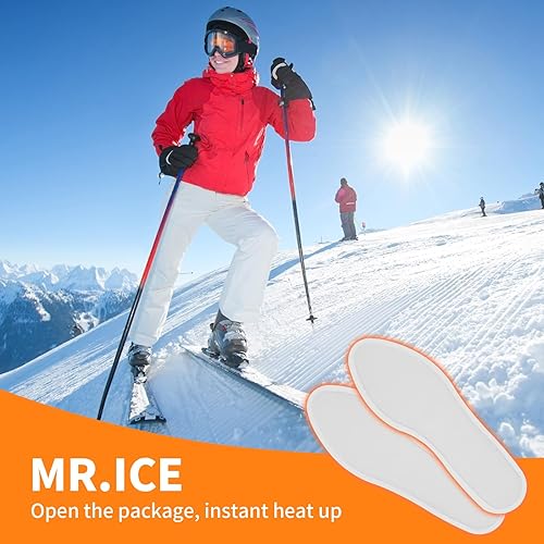 Miniatura 10 de MR.ICE - Calentadores de pies, de plantillas y corporales, desechables, con parte trasera adhesiva, parche de calefacción que se activa por aire,