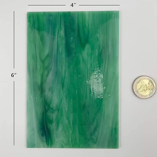 Miniatura 6 de Paquete de 12 hojas de vitrales, azulejos de mosaico de arte catedral de 6 x 4 pulgadas, color verde mezclado