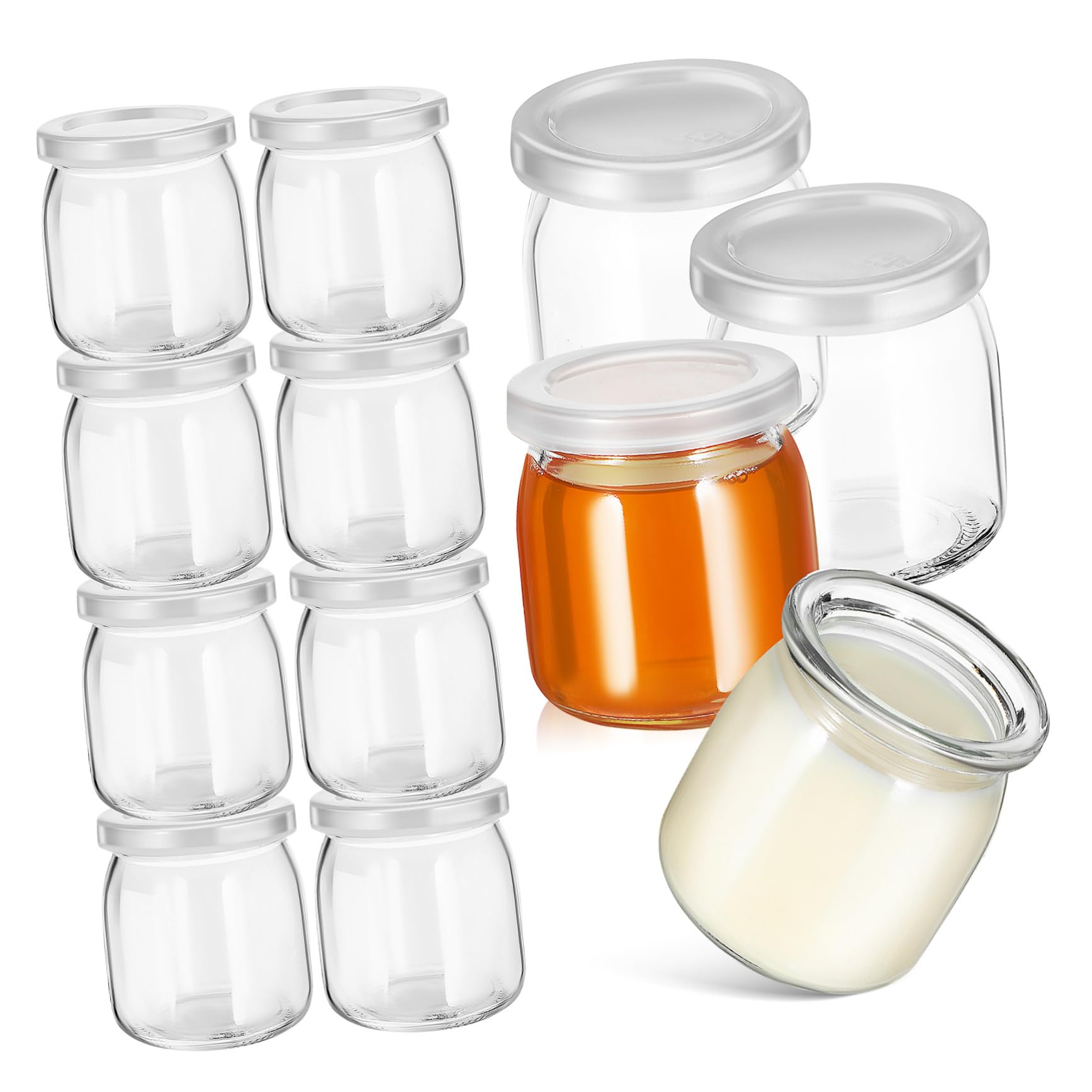 STOBAZA 12 Stück Teiliges Hitzebeständige Glas Dessertgläser mit Deckel Stapelbare Pudding und Joghurtbehälter Vielseitige Mini Mousse Cups für Marmelade Babybrei Gefrierschrank Geeignet