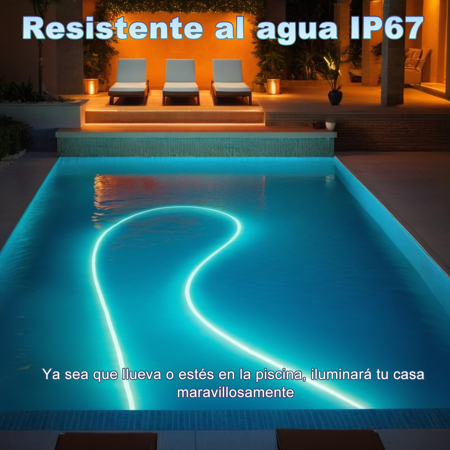 Tira LED RGB 15M, 1260 LEDs, Control Bluetooth APP, 24V 2A, IP67 Impermeable, Cinta Iluminación Silicona, Interior Exterior