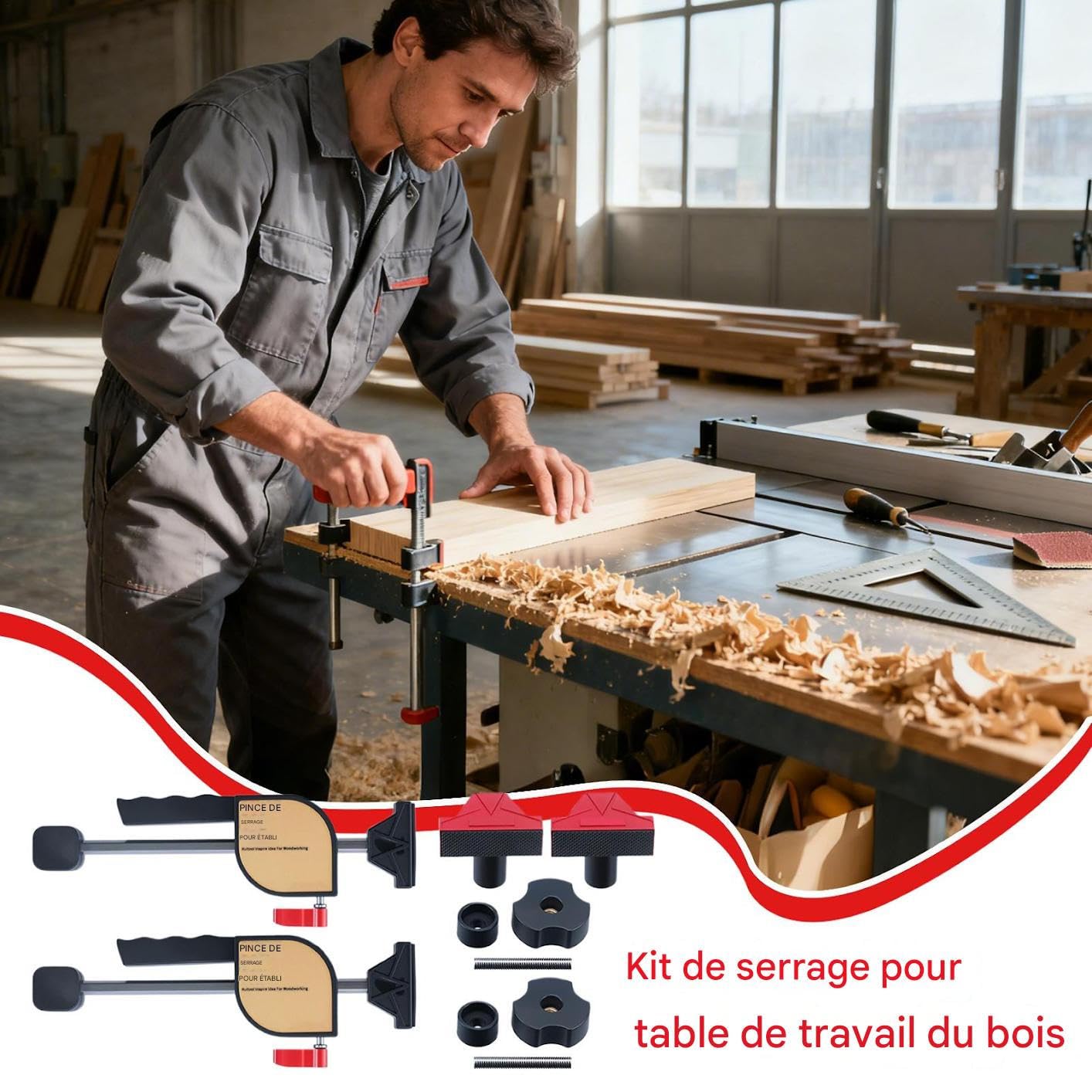 Juegos De Abrazaderas Para Carpintería Sujeción De Liberación Rápida Con | Abrazaderas De Mesa Con Guía Y Topes Para Corte Ensamblaje Reparación Muebles Banco De Trabajo Sierra De Mes