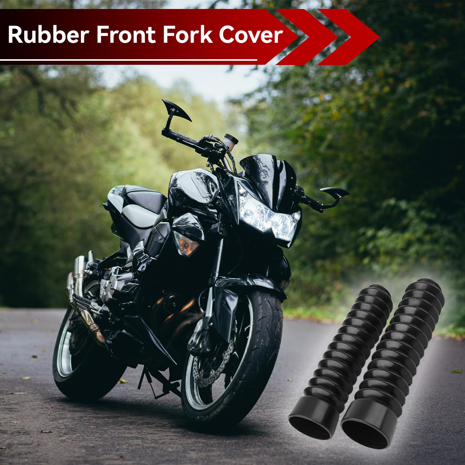 2 pezzi copri forcella moto, 205 x 52 x 37 mm nero universale moto bici copertura forcella anteriore in gomma ghette protezioni forcella parapolvere per bicicletta, moto