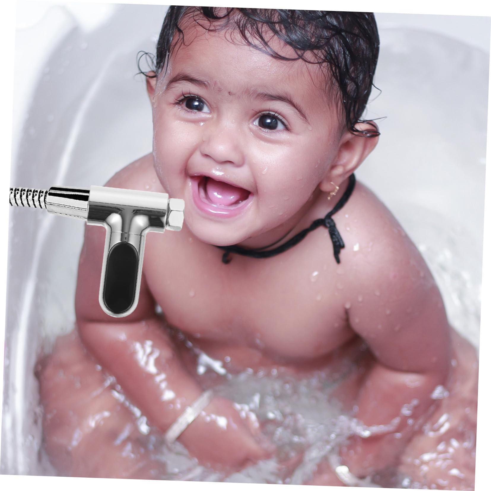 VICASKY Termómetro de Ducha para Niño Pantalla LED Giratoria, Forma Dodecágono, Plástico y Metal, Medición Precisa del Agua de 5℃ a 85℃